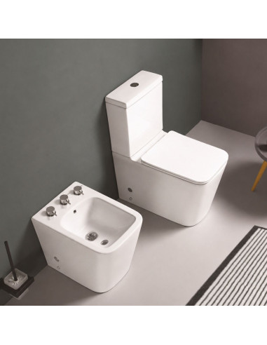 Combo Inodoro Largo Mochila Y Bidet Triple agujero Vero